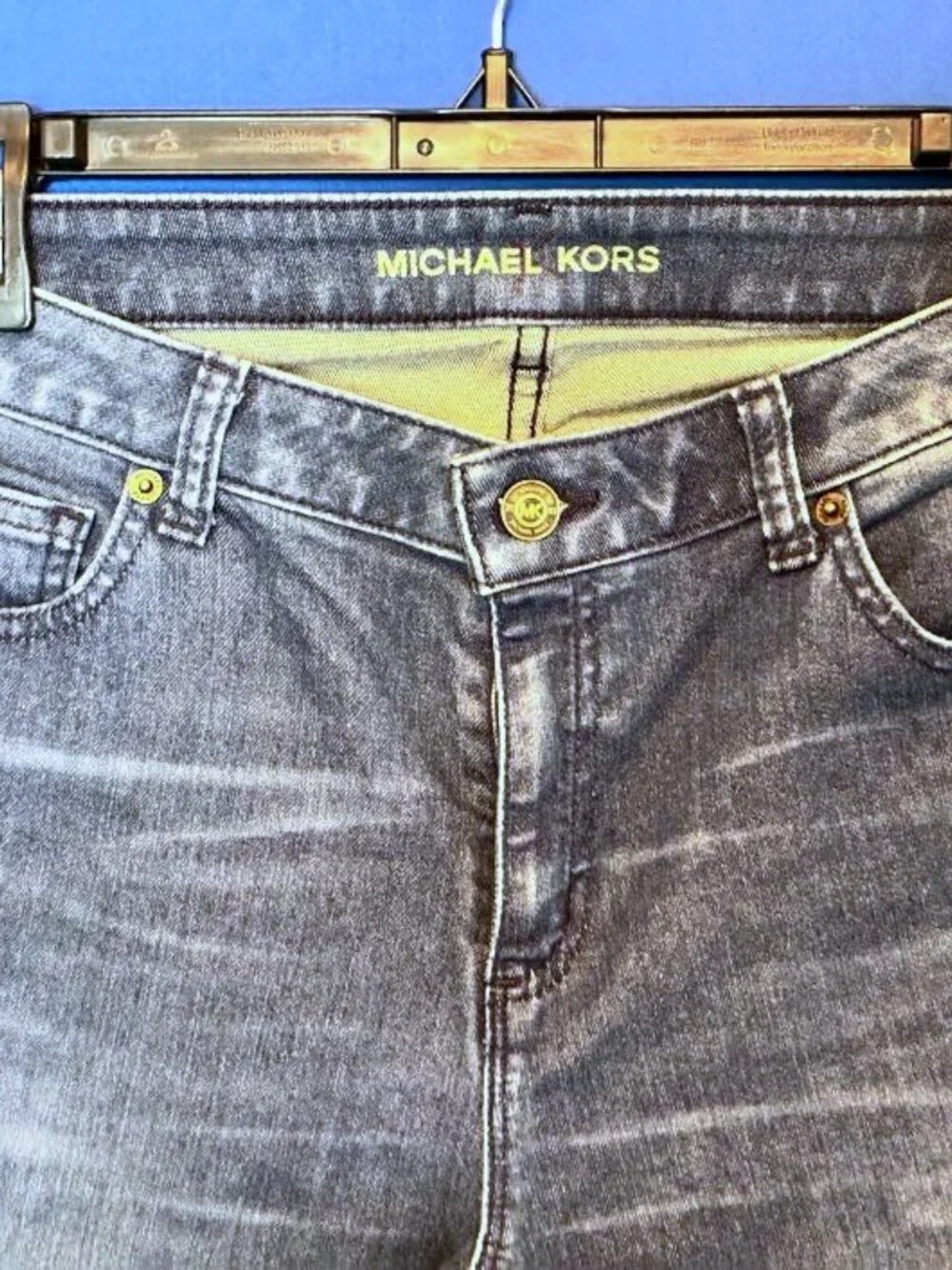Share Michael Kors Izzy Skinny Jeans Medium Wash Crop Raw High/Low Hem Size 8